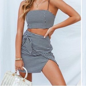 Houndstooth Crop & Skirt Set